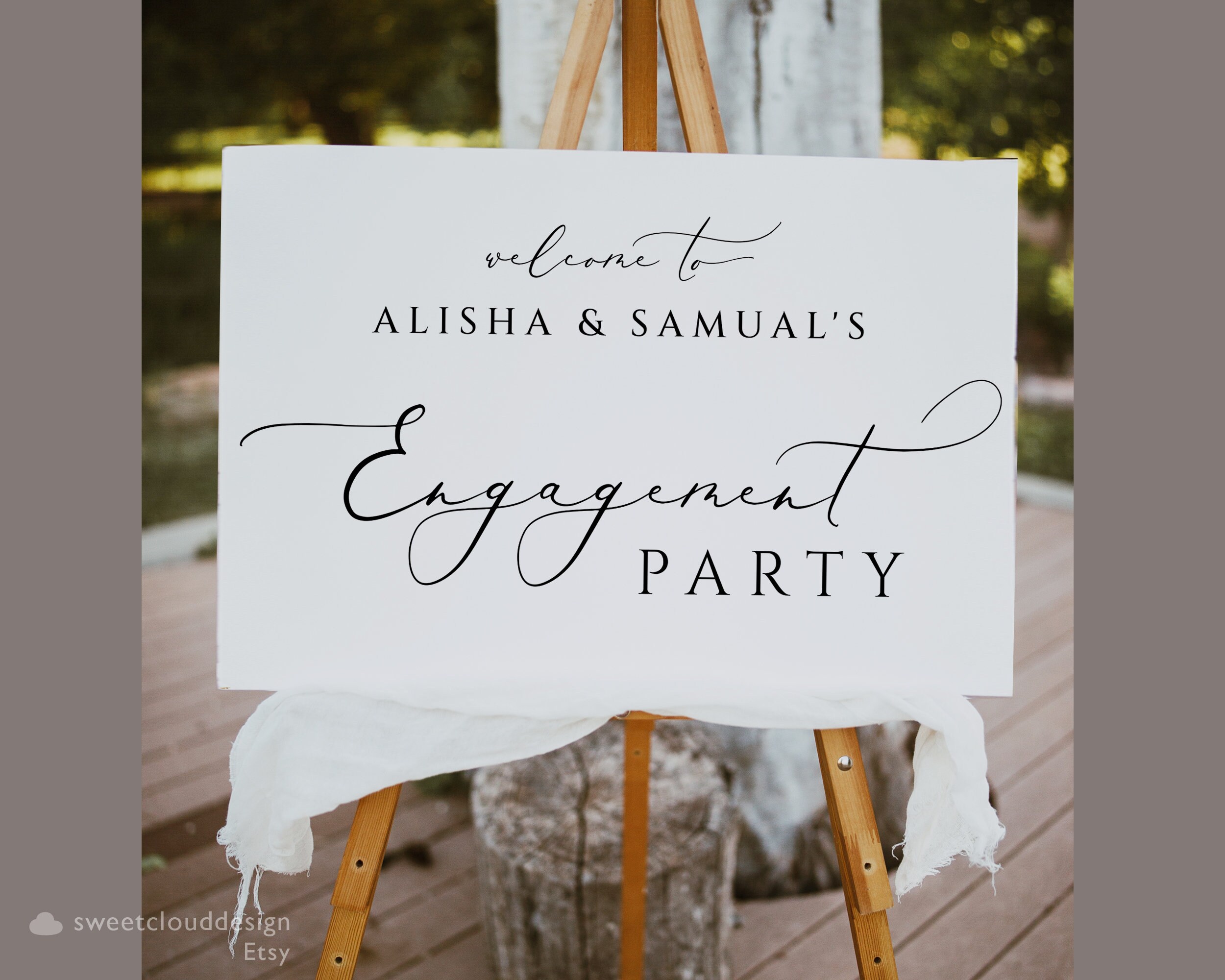 Welcome Partners. Sign ENGAGEMENT PARTY Welcome Sign Simple We Are Engaged Welcome Sign ...