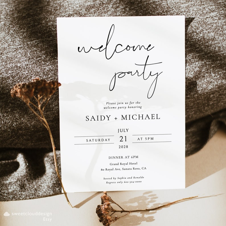 Simple welcome Dinner party invitation Template,Minimal Rehearsal Dinner Template, modern Editable dinner party invitation printable card image 9