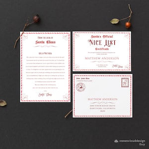 Santa Letter Bundel Mooie lijst Certificaatset Brief van de Kerstman Kersttag Mooie lijst Certificaat Officiële brief verzonden door de Kerstman