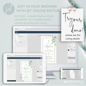 Eucalyptus baptême numérique Invitation verdure baptême téléphone inviter modèle doux vert baptême électronique inviter texte inviter téléphone inviter image 6