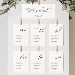Elegant Table Seating Chart Card Template, Simple Seating Chart ...