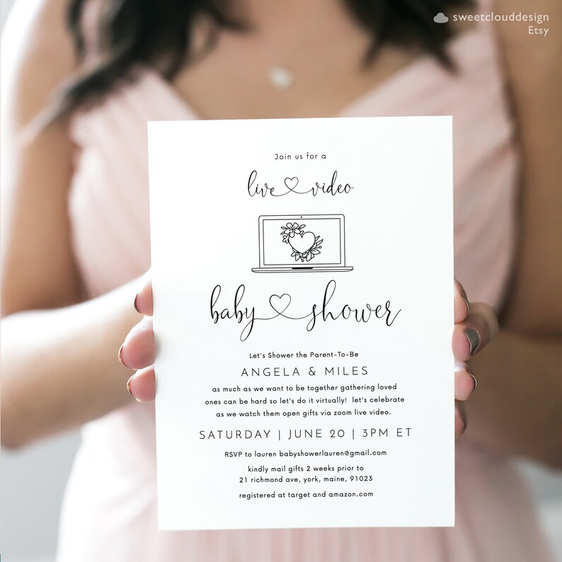 Virtual Baby Shower Invitation Template Digital Baby Shower Etsy