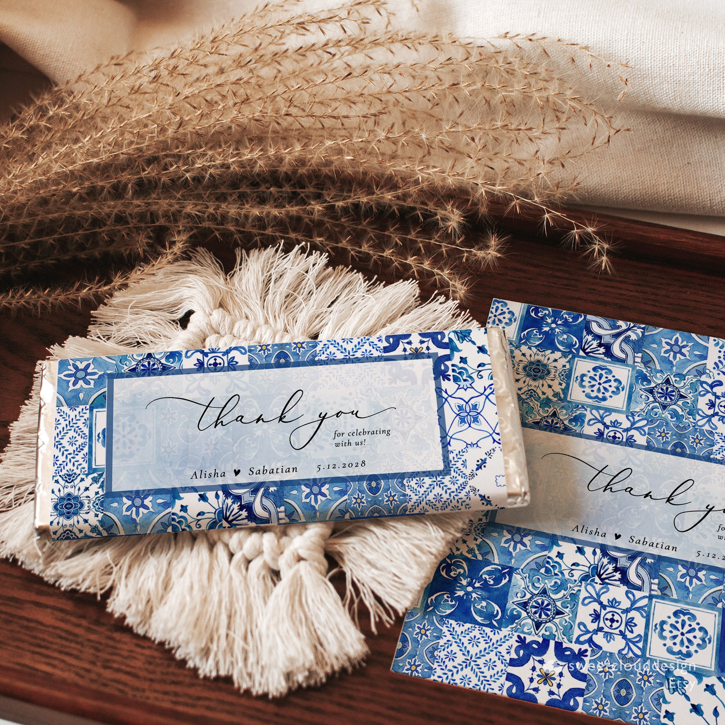 Blue Tile Chocolate Bar Wrapper Template Wedding Blue Tile Aldi 40g ...