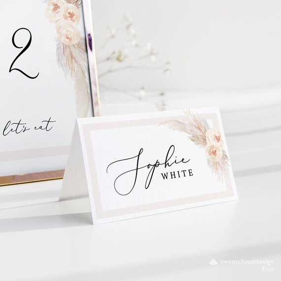 MINIMAL Wedding Place Cards Template Editable Place Card Black and White  Place Card Editable Wedding Cards Editable Wedding table name Card