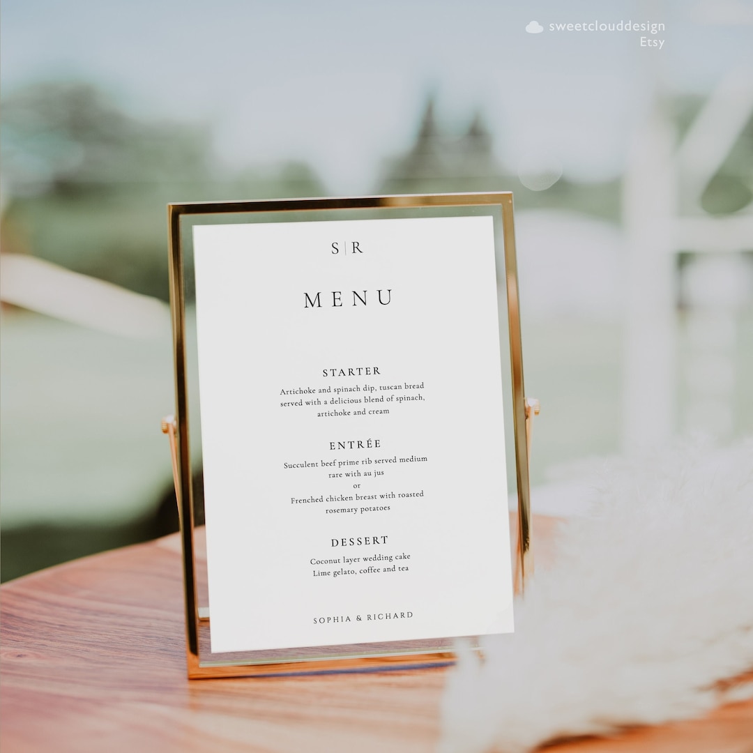 Table Menu Card Template Simple Menu Printable Minimalist Menu - Etsy