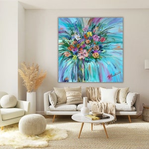Flower burst, Floral Giclee print, Colorful floral art