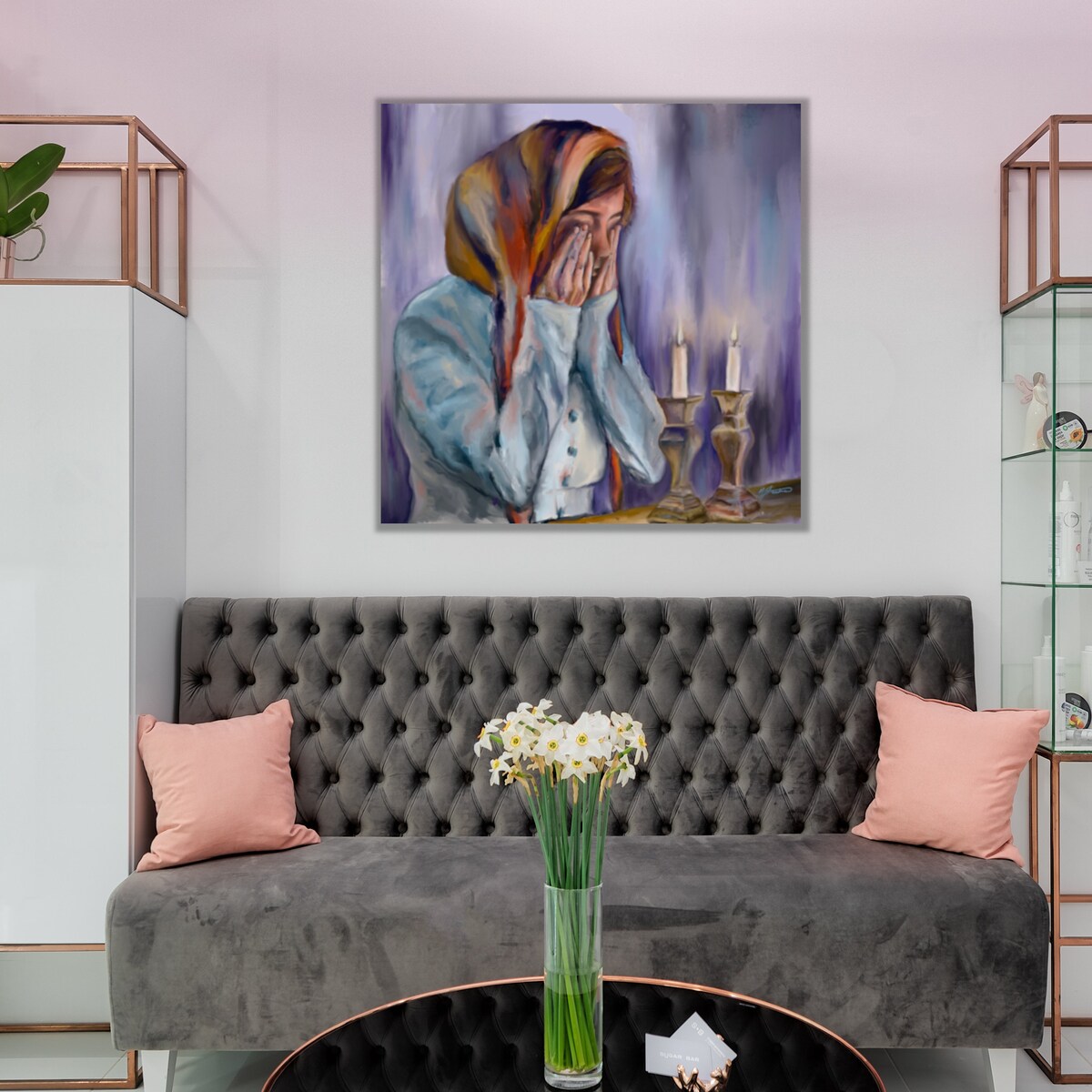 Shabbat Lights Judaic Art, Shabbat Candle Lighting Painting, Jewish Woman Art - Etsy