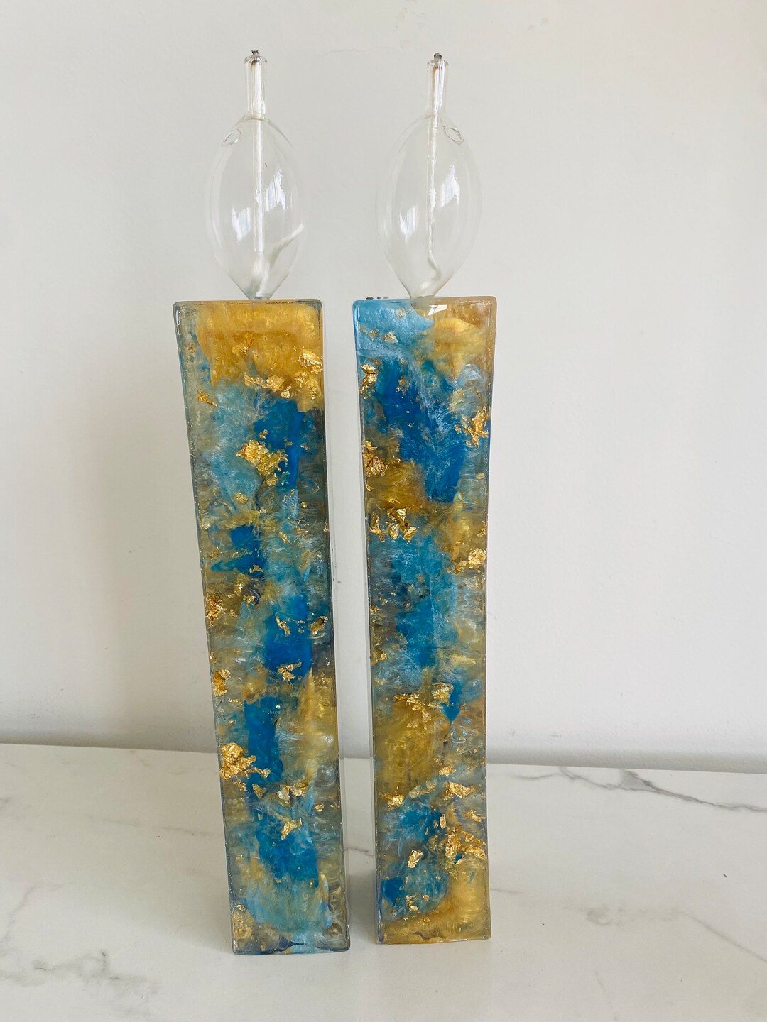 Tall Resin Candle Holders / Shabbat Candlesticks Etsy