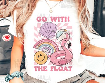 Summer Sublimation Flamingo Pool Float PNG Shirt Design