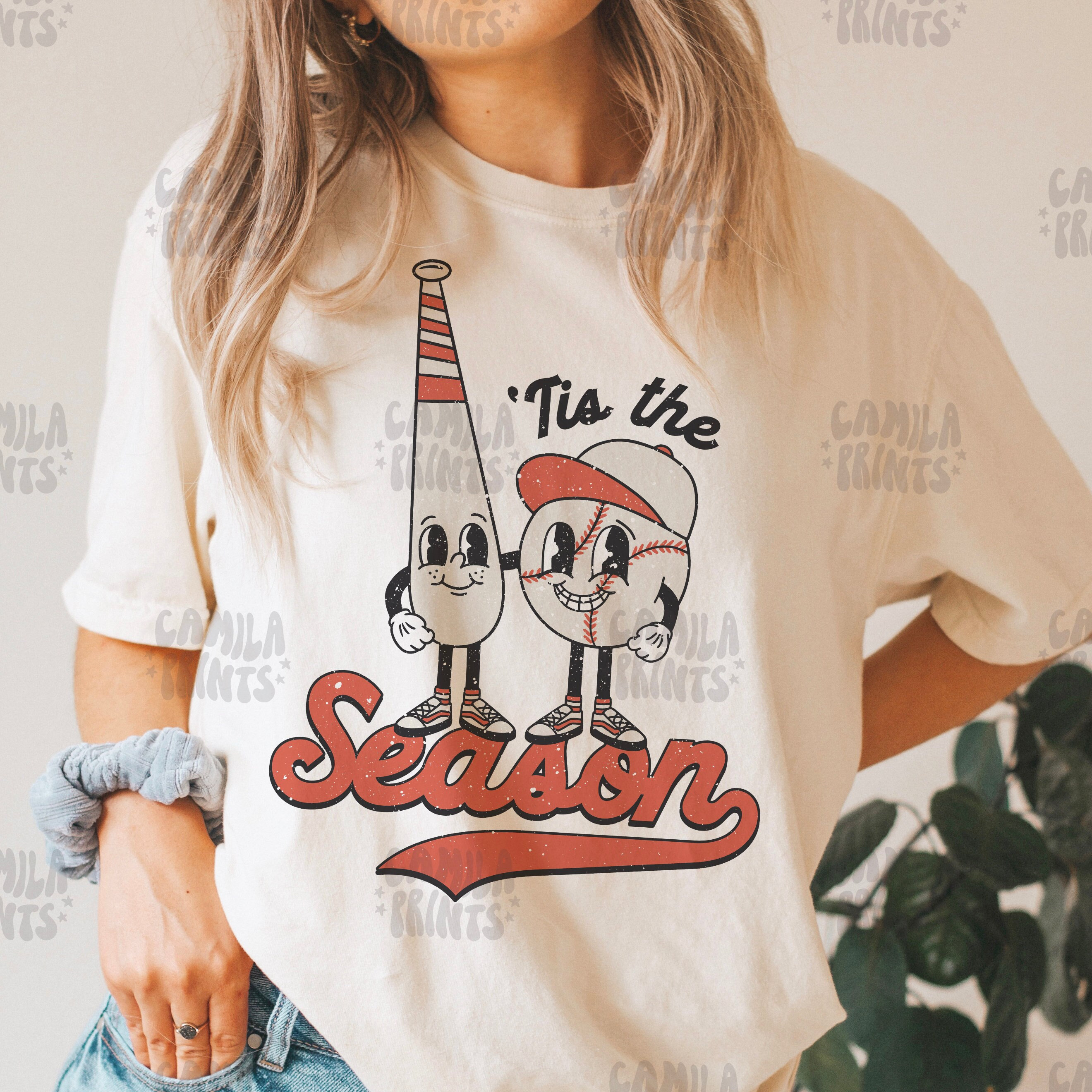 Honkbal PNG Vintage Tis het seizoen sublimatie SVG shirtontwerp