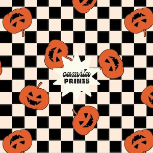 Boy Halloween Pattern Checkerboard Seamless Repeat Pattern for Fabric Sublimation