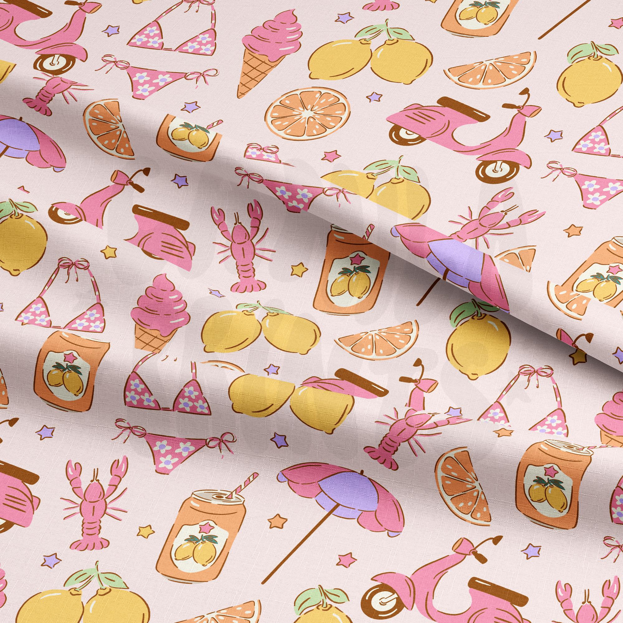 Summer Pattern Euro Summer in Pink Seamless Repeat Pattern for Fabric ...