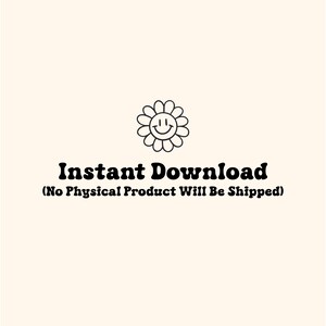 K&ouml;nnte beinhalten: Cremefarbene Grafik f&uuml;r den digitalen Download mit einer l&auml;chelnden G&auml;nsebl&uuml;mchen-Illustration oben. Fettgedruckter schwarzer Text lautet "Sofort-Download" und "(Es wird kein physisches Produkt versendet)".