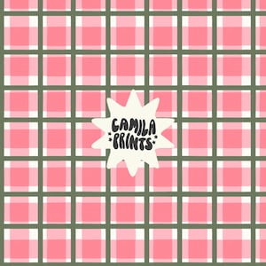 Christmas Plaid Seamless File Pink and Green Repeat Pattern Digital Fabric Print for Commercial Use