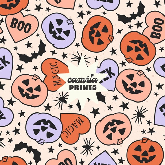 Halloween Pattern Spooky Candy Seamless Repeat Pattern for - Etsy