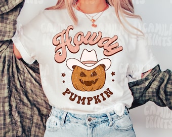 Howdy Pumpkin SVG Halloween PNG Sublimation File for Shirt Design