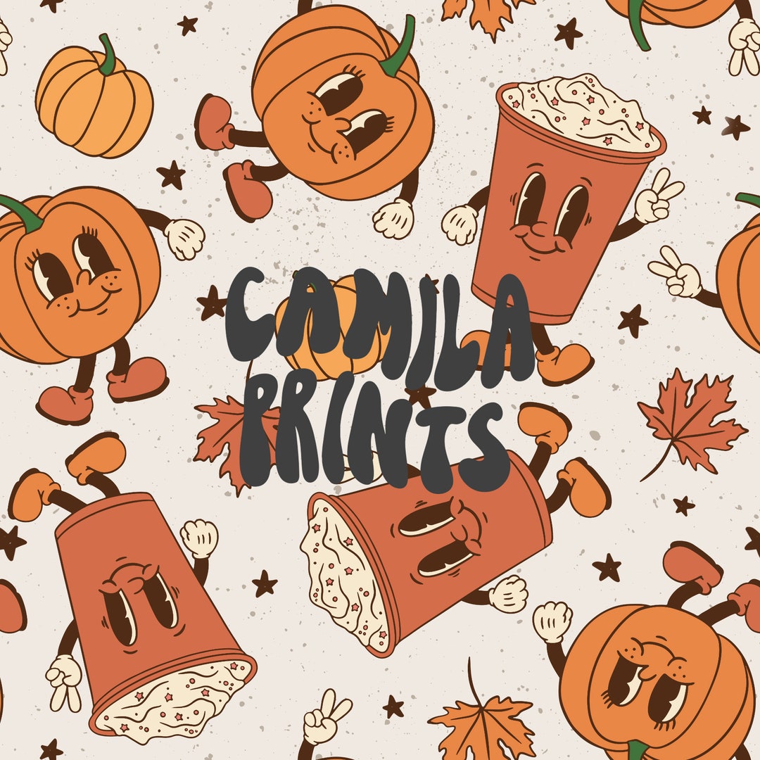 Fall Neutral Pattern Pumpkins Spice Seamless Repeat Pattern for Fabric ...