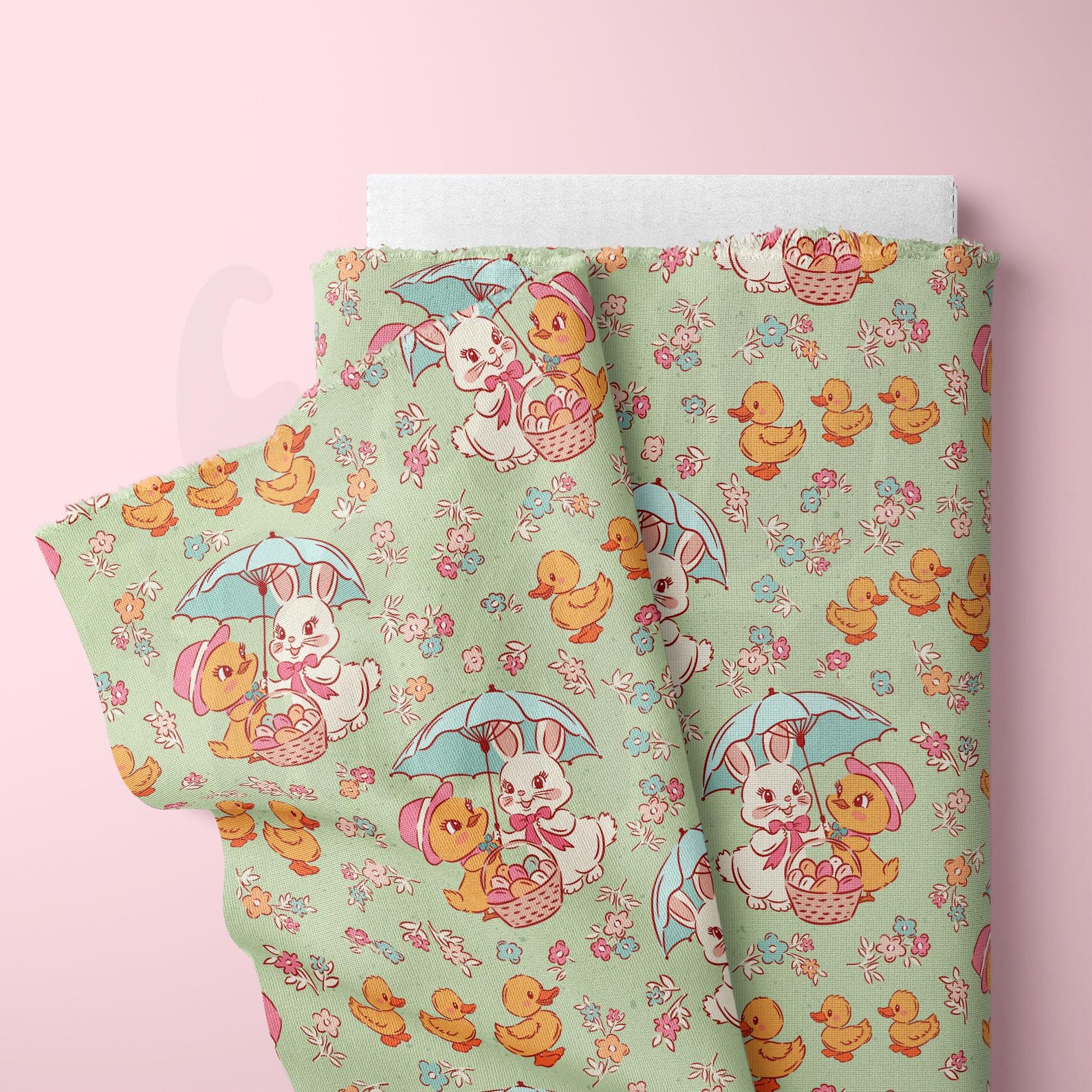 Easter Bunny and Chicks Seamless Pattern Retro Spring Floral Repeat ...