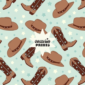 Cowboy Boots and Hats in Pink Wrapping Paper by Camila