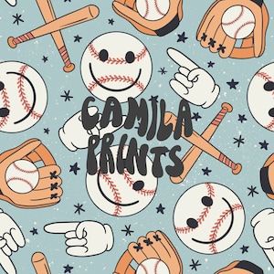 Baseball Pattern Ballpark Seamless Repeat Pattern for Fabric Sublimation
