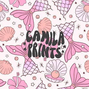 Summer Pattern Mermaid Shells Seamless Repeat Pattern for Fabric Sublimation
