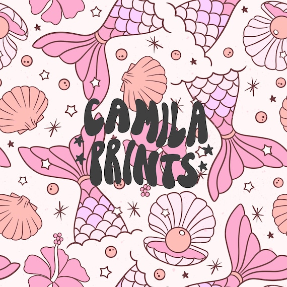 Summer Pattern Mermaid Shells Seamless Repeat Pattern for Fabric Sublimation