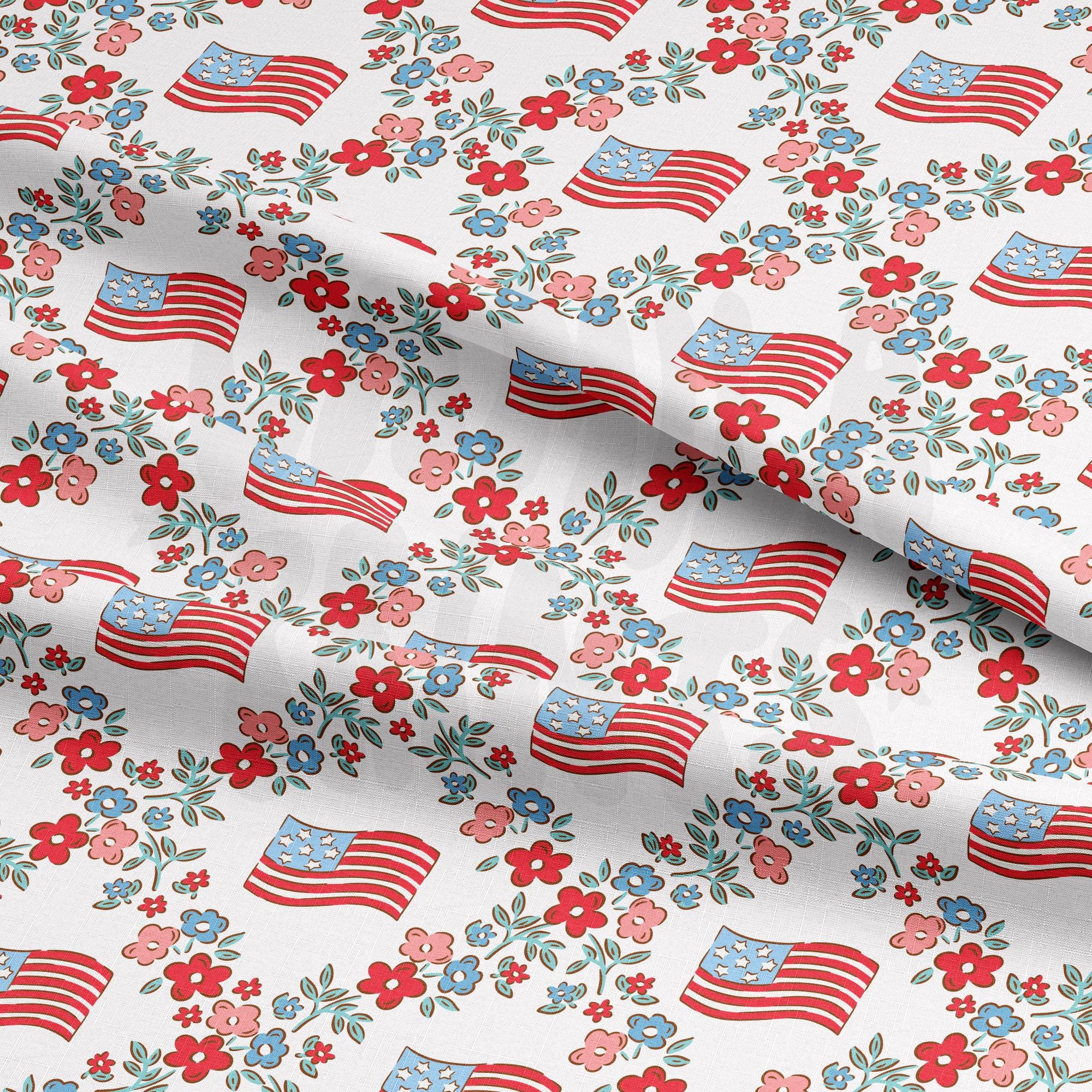 Flag Let Repeating Pattern Preppy 4th July Seamless File Flags and Flowers Repeat Pattern for ...