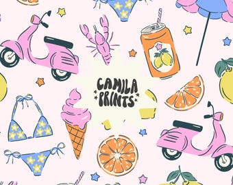 Summer Pattern Euro Summer Seamless Repeat Pattern for Fabric Sublimation