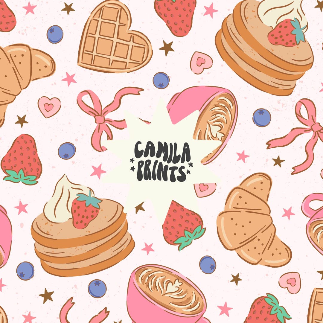 Brunch Simple Patterns Breakfast Seamless Pattern Brunch Pattern File for Fabric Sublimation ...