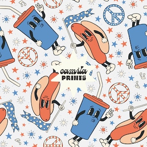 Fourth of July Seamless File Hot Dog Pattern for Fabric Sublimation