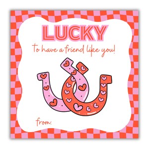 Qué suerte tener un amigo como tú, tarjeta de San Valentín, tarjeta de San Valentín con forma de herradura, tarjeta de San Valentín imprimible