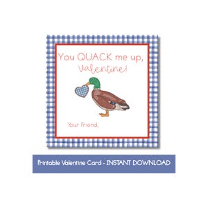 Duck Valentine Card | You Quack Me Up Kids Valentine (Digital Download)