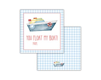 You Float My Boat Valentine Card, Nautical Pun (PDF Download)
