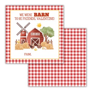 Tarjeta de San Valentín de Barn To Be Friends, tarjeta de San Valentín de granero, tarjeta de San Valentín de granja, tarjeta de San Valentín imprimible