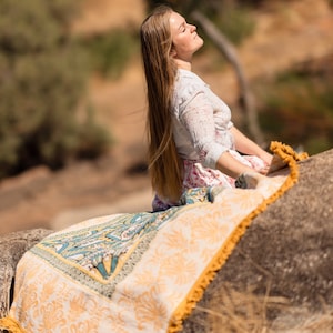 Couverture de pique-nique en pur coton, tapis de yoga, mise à la terre de plage