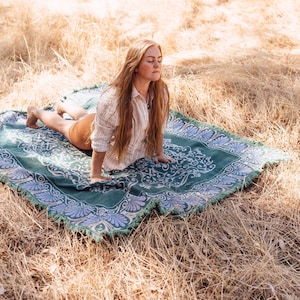 Couverture 100 % coton, couverture de pique-nique, tapis de yoga, mise à la terre de plage