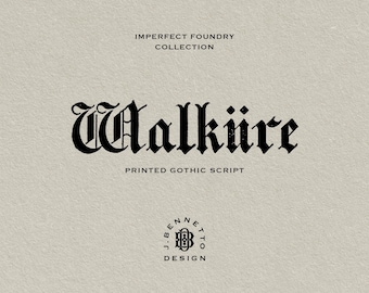 Walkure Hand Lettered Printed Black Letter Gothic Script Font