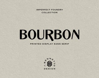 Bourbon Vintage Printed Rustic Hand Drawn Lettered Sans Serif Font