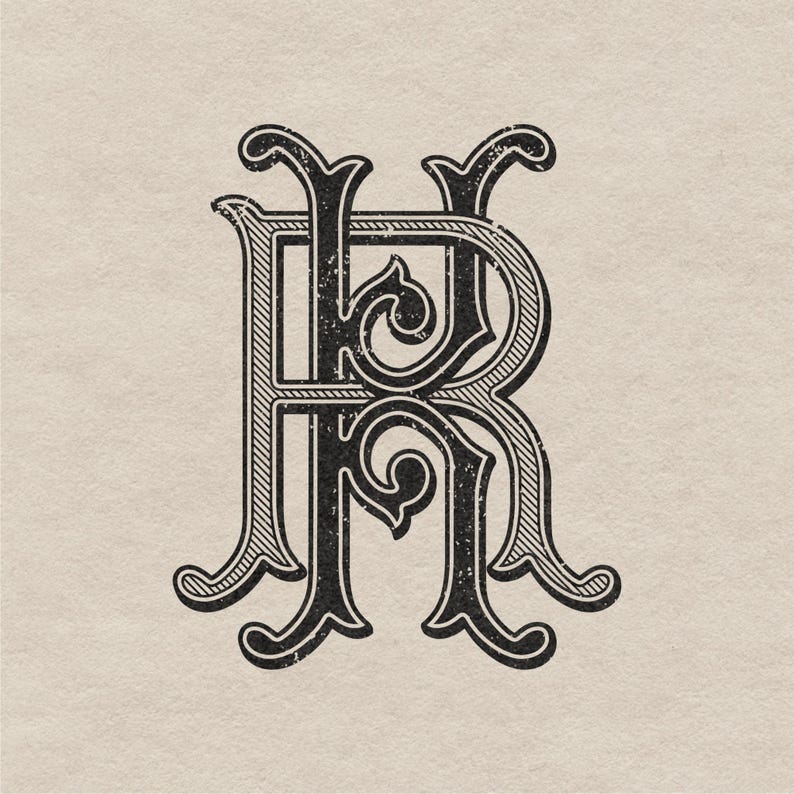 Custom Hand Drawn 2 Letter Monogram Bespoke Vintage Design Service ...