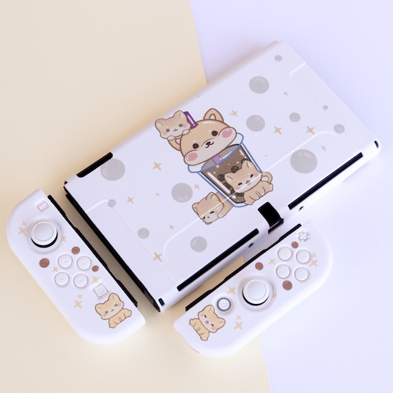 Custom SHIBOBA Shiba Inu Boba Tea OLED Nintendo Switch Case