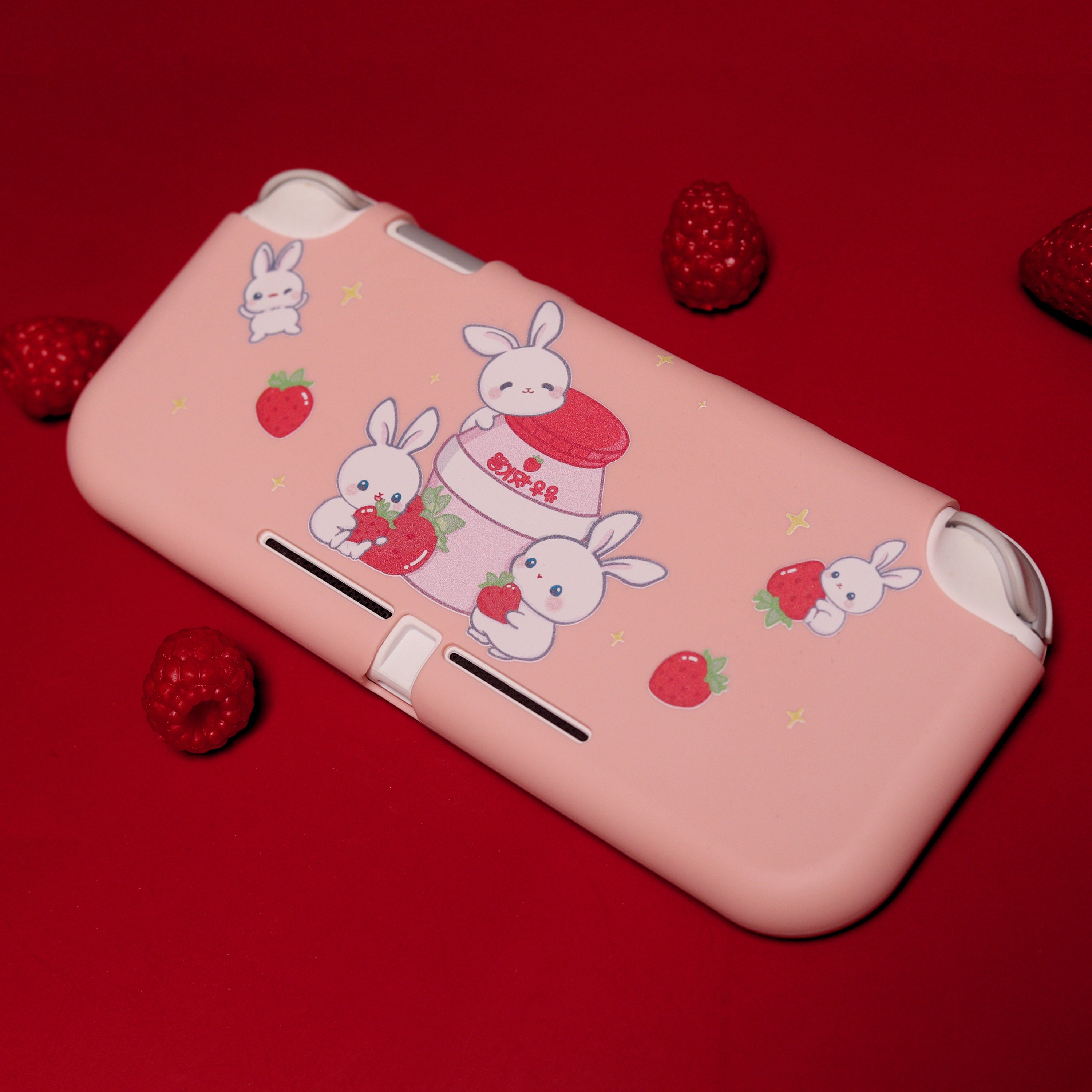 Custom STRAWBERRY MILK BUNNY Nintendo Switch Lite Case