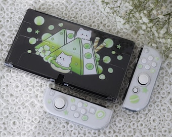 Kawaii MusCAT Sando Nintendo Switch OLED Case - Clear Protective Cover with Dock Plate & Carry Case