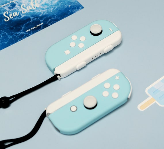 Nintendo switchジョイコン ホワイト×ライトブルー Custom 2-tone Sea Salt Blue and White Themed Nintendo Switch Joy
