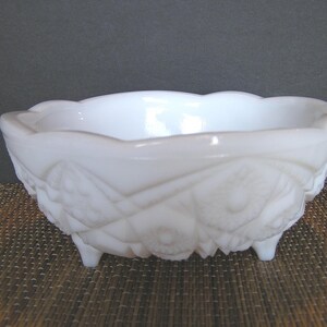 McKee Toltec Milk Glass Three-Toed 7&quot; Bowl