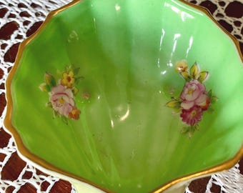 Noritake Hand Painted Shell Shape Trinket Ring Dish Red M Japan Mark 1930s