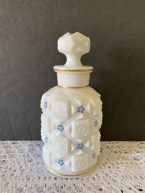 Westmoreland Forget Me Nots Milk Glass Cologne/Perfume Bottle