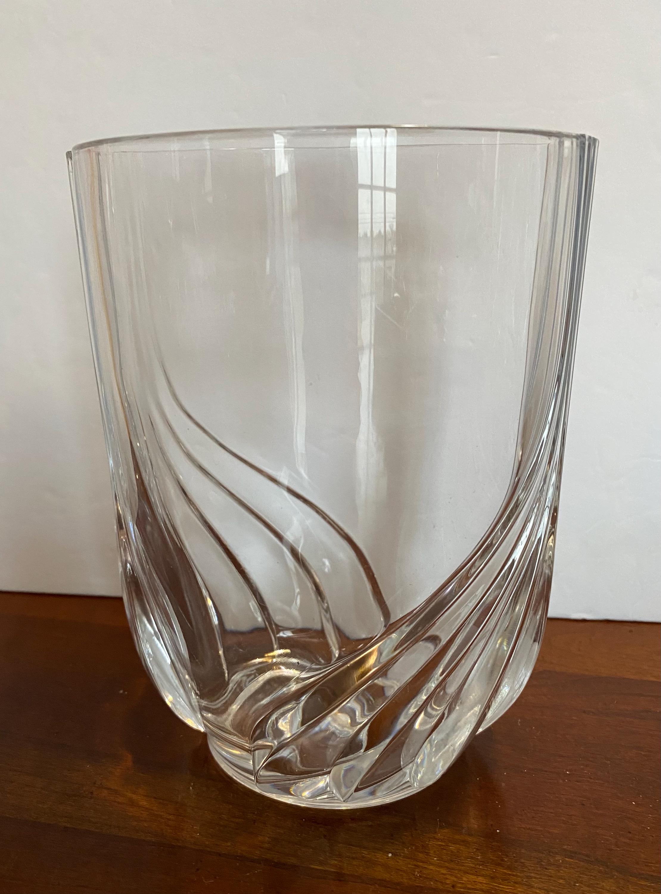 Rare Cristal D'arques Oval Crystal Vase Symphonie Taille Lunel