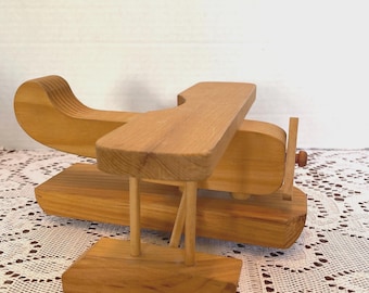 Handmade Wooden Toy Airplane (Seaplane) Montgomery Schoolhouse