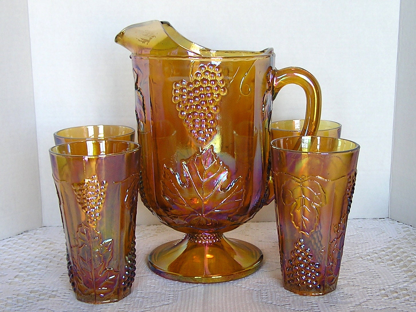 Vintage Sangria Pitcher-amber Glass Sangria Pitcher-handcrafted-made in  Spain-1970s Sangria Pitcher-amber Glass Pitcher-spanish Decor-decor 