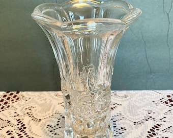 Rose Design Crystal Vase 7 5/8"